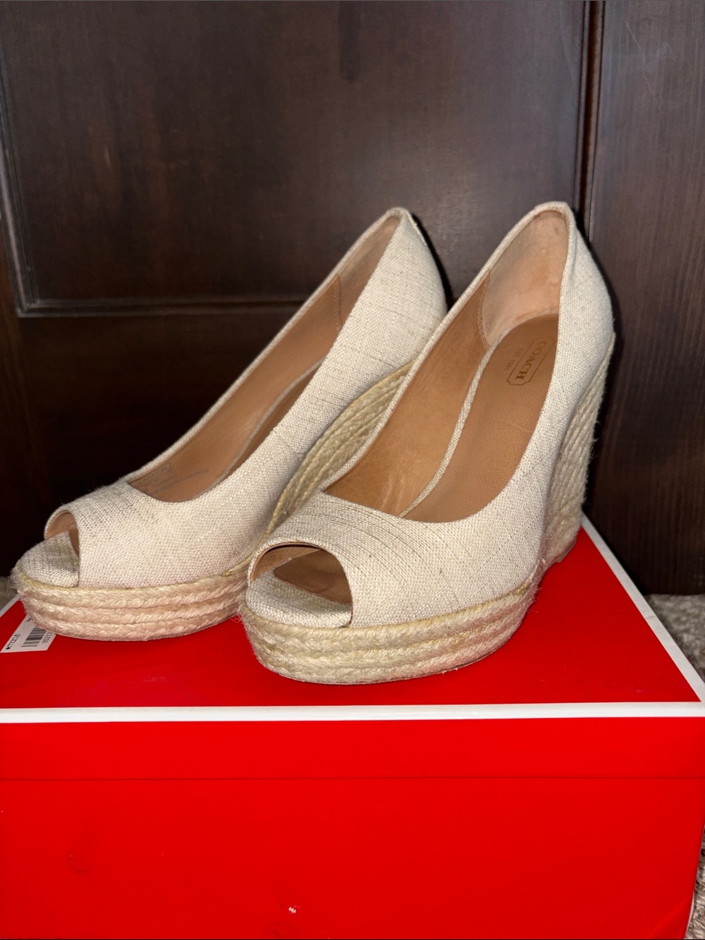 Coach Milan Met Linen Canvas Wedges